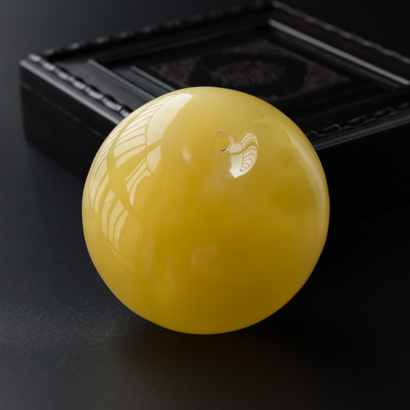 波罗的海天然鸡油黄蜜蜡平安扣吊坠-红掌柜