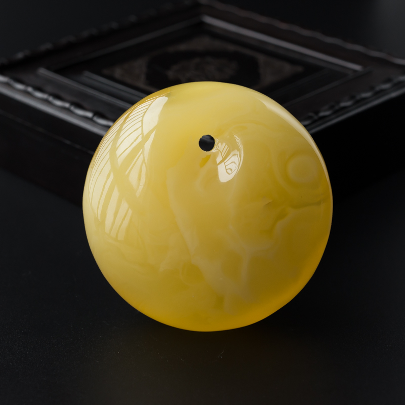 波罗的海天然满蜜鸡油黄蜜蜡平安扣吊坠-红掌柜