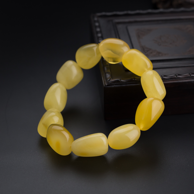 天然鸡油黄蜜蜡随形手串 - 红掌柜