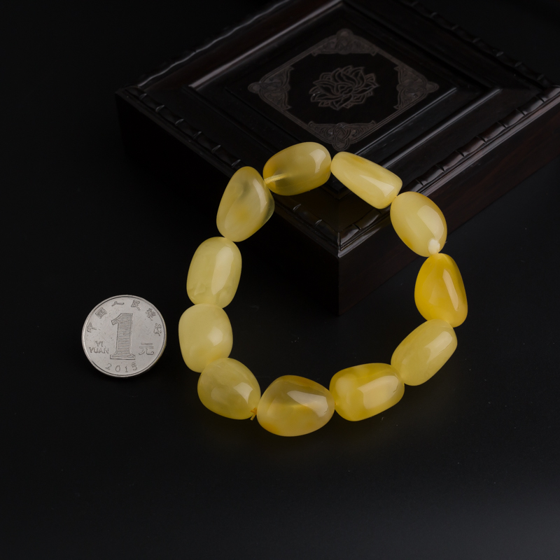 鸡油黄蜜蜡手串 - 红掌柜