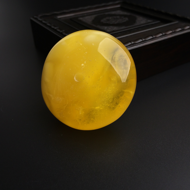 鸡油黄蜜蜡平安扣-红掌柜