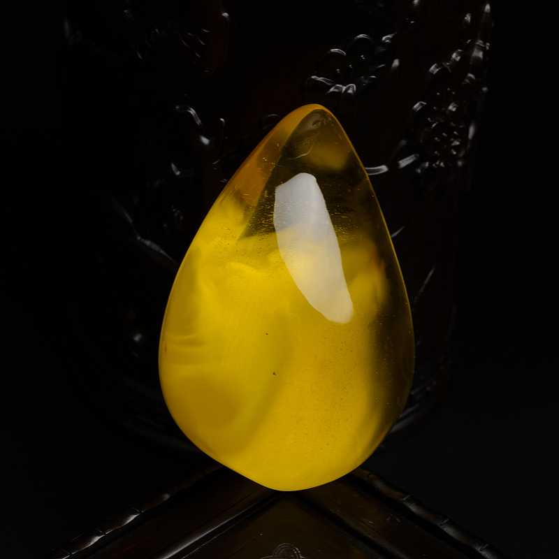 金包蜜鸡油黄蜜蜡水滴吊坠-红掌柜