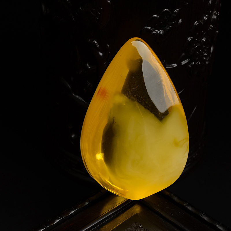 黄蜜蜡水滴吊坠-红掌柜