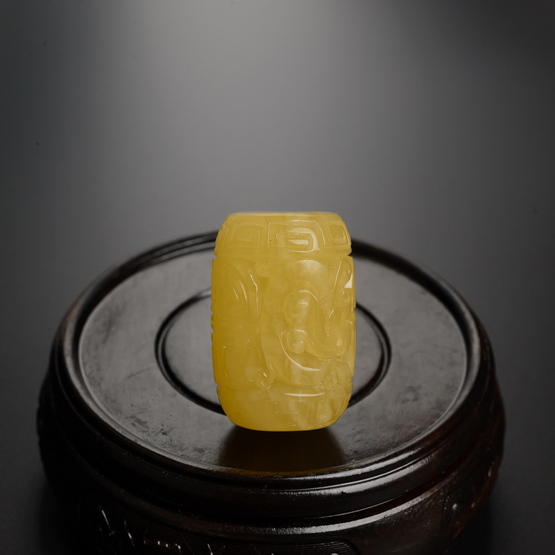 波罗的海天然满蜜蜜蜡雕刻桶珠 - 红掌柜