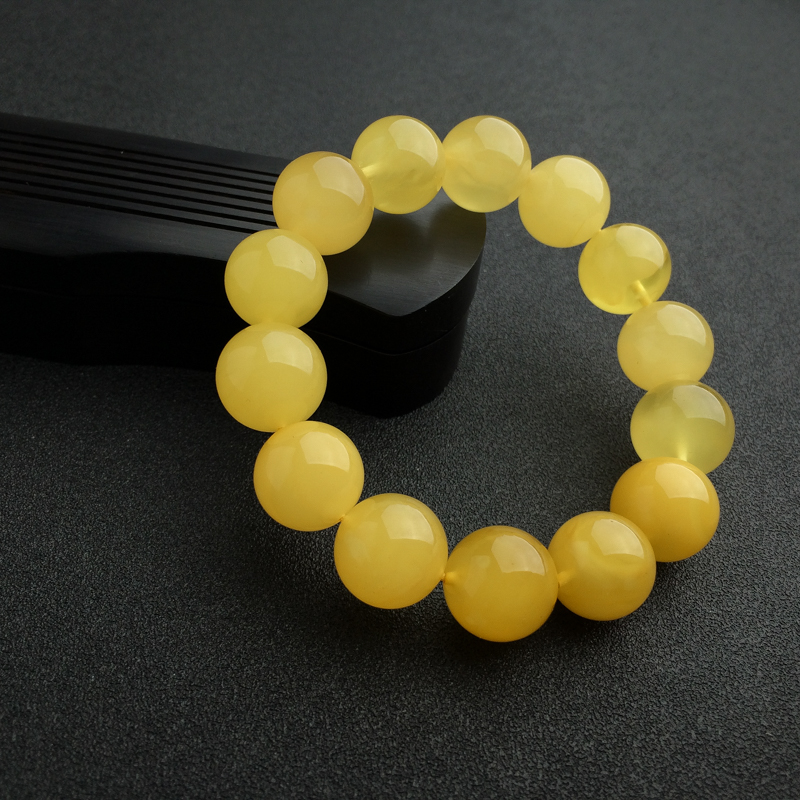 天然鸡油黄蜜蜡手串-红掌柜