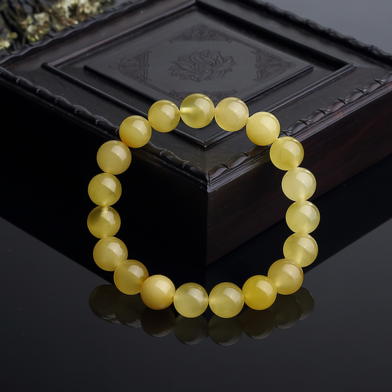 波罗的海天然10mm鸡油黄蜜蜡手串 - 红掌柜
