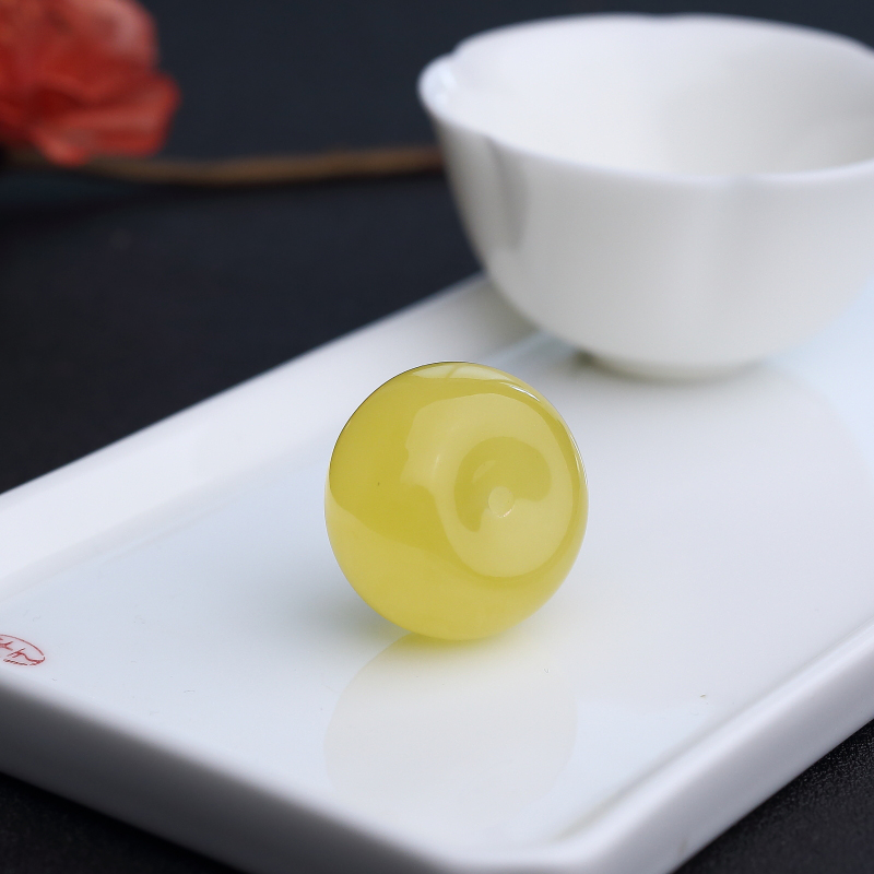 天然鸡油黄蜜蜡平安扣吊坠 - 红掌柜