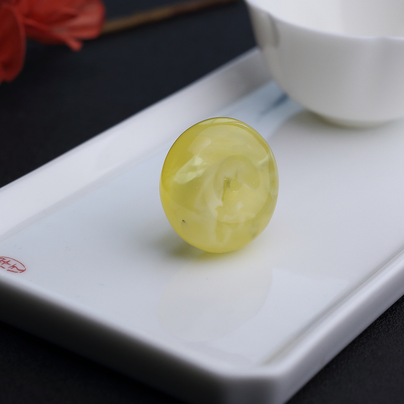 天然金绞蜜柠檬黄蜜蜡平安扣吊坠 - 红掌柜