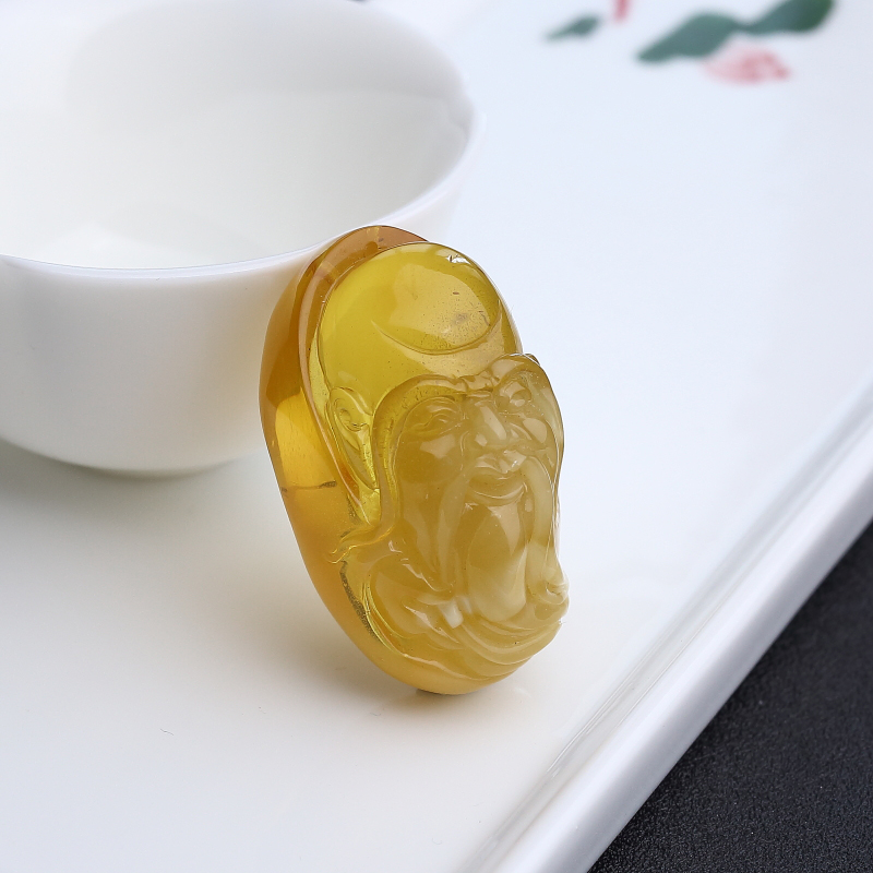 金绞蜜鸡油黄蜜蜡寿星吊坠 - 红掌柜