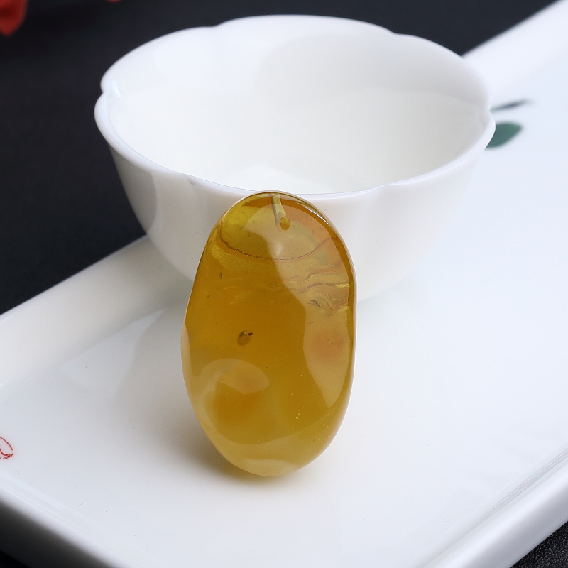 鸡油黄蜜蜡寿星吊坠 - 红掌柜