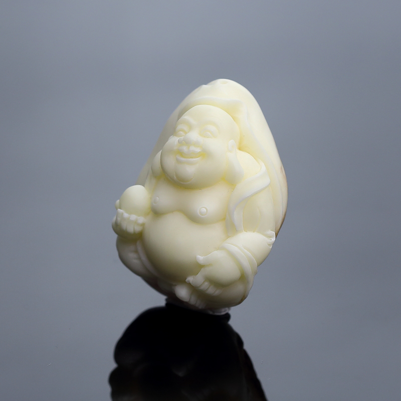波罗的海带皮象牙白白蜜弥勒佛吊坠-红掌柜