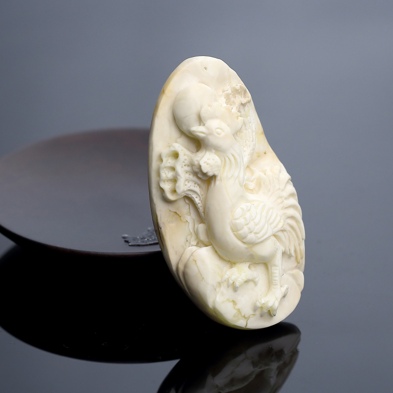 波罗的海瓷白白蜜金鸡报晓吊坠-红掌柜