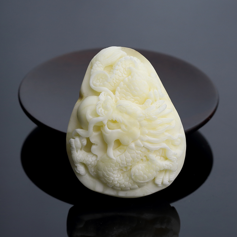 波罗的海天然带皮象牙白白蜜龙吊坠-红掌柜