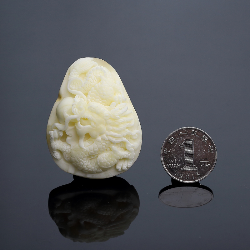 带皮象牙白白蜜龙吊坠-红掌柜