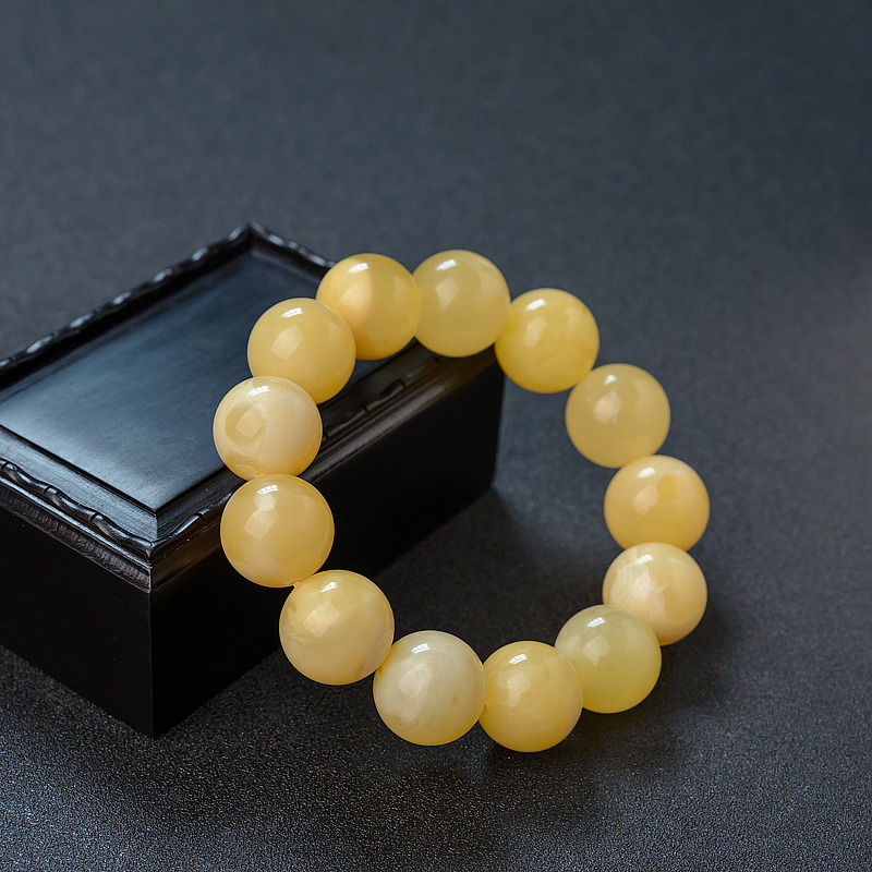 天然17.5mm白花蜜手串 - 红掌柜