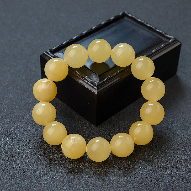 鸡油黄蜜蜡手串 - 红掌柜