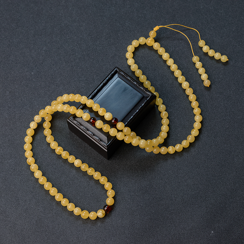 波罗的海天然9mm白花蜜108佛珠 - 红掌柜