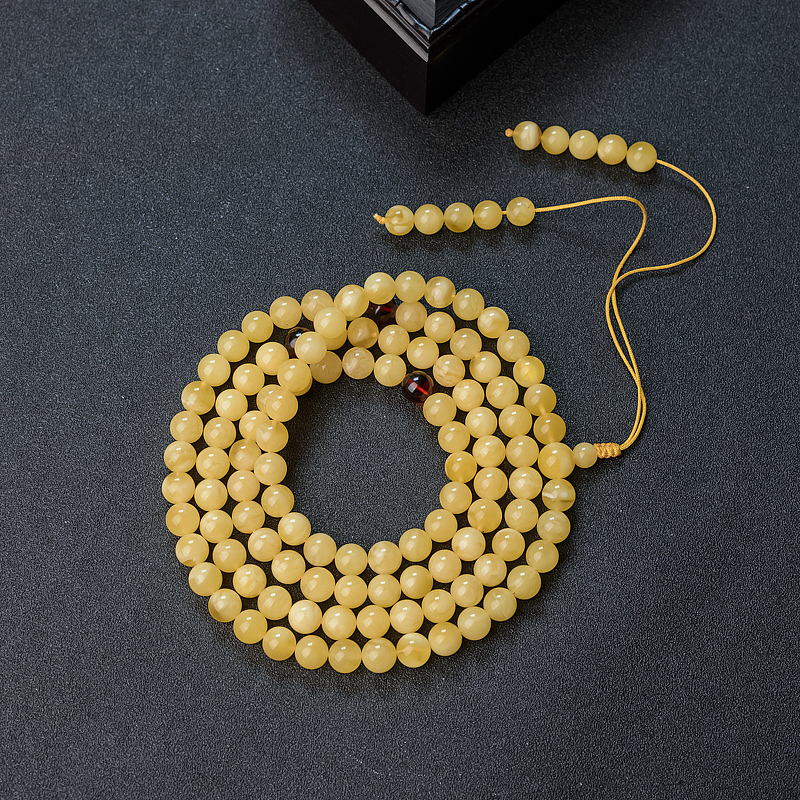 波罗的海8mm白花蜜108佛珠 - 红掌柜