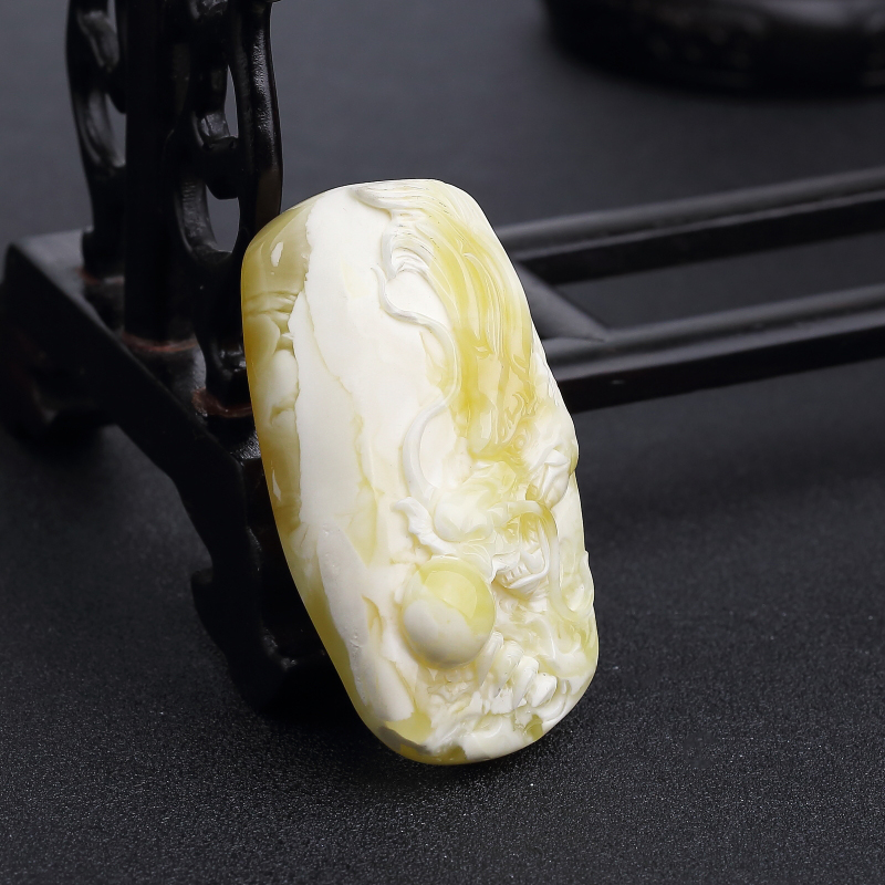 波罗的海白蜜蜜蜡龙吊坠-红掌柜