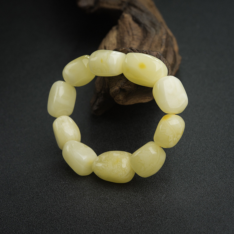 浅黄蜜蜡手串-红掌柜