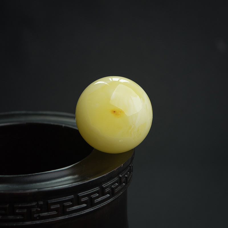 33.7mm柠檬黄蜜蜡圆珠-红掌柜