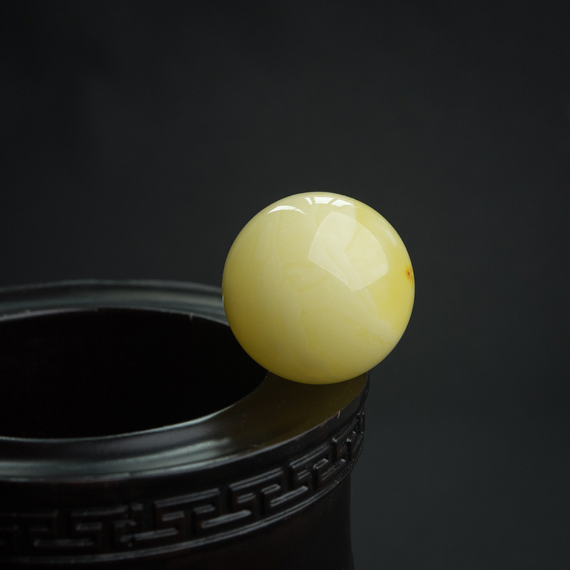 柠檬黄蜜蜡圆珠-红掌柜