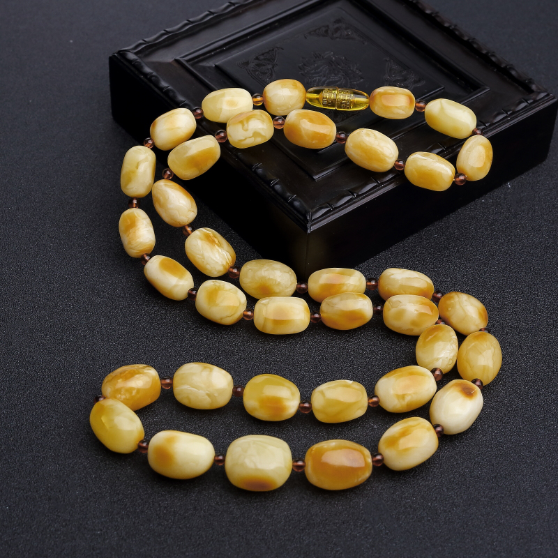 白花蜜蜡随形项链-红掌柜