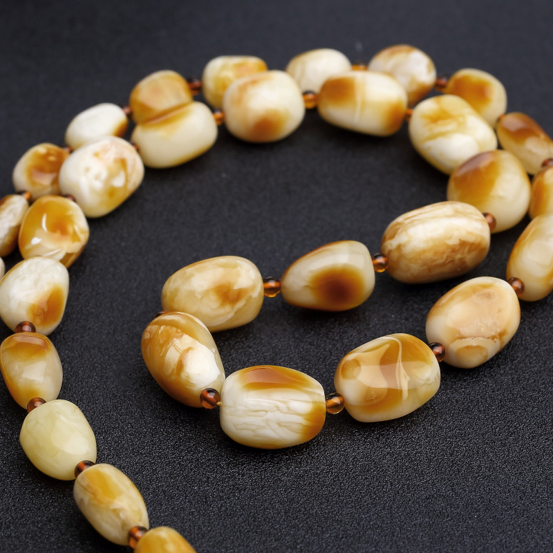 波罗的海白花蜜蜡随形项链-红掌柜