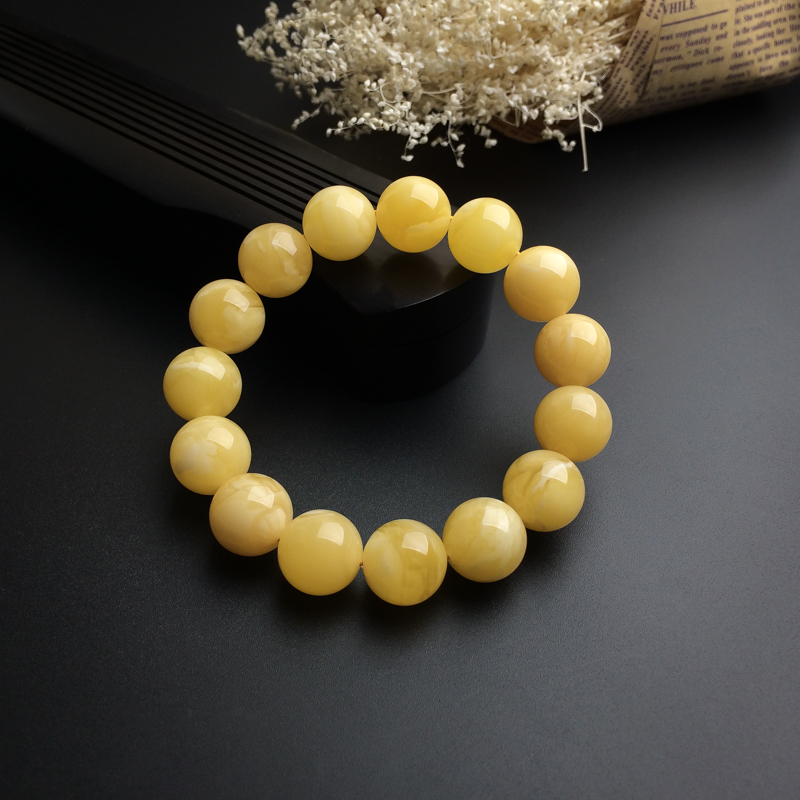 波罗的海天然白花蜜蜜蜡手串-红掌柜