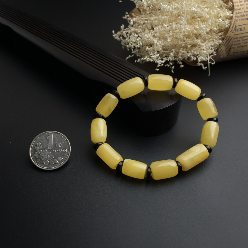 天然蜜蜡桶珠手串 - 红掌柜