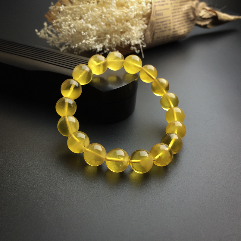 天然金绞蜜鸡油黄蜜蜡手串 - 红掌柜