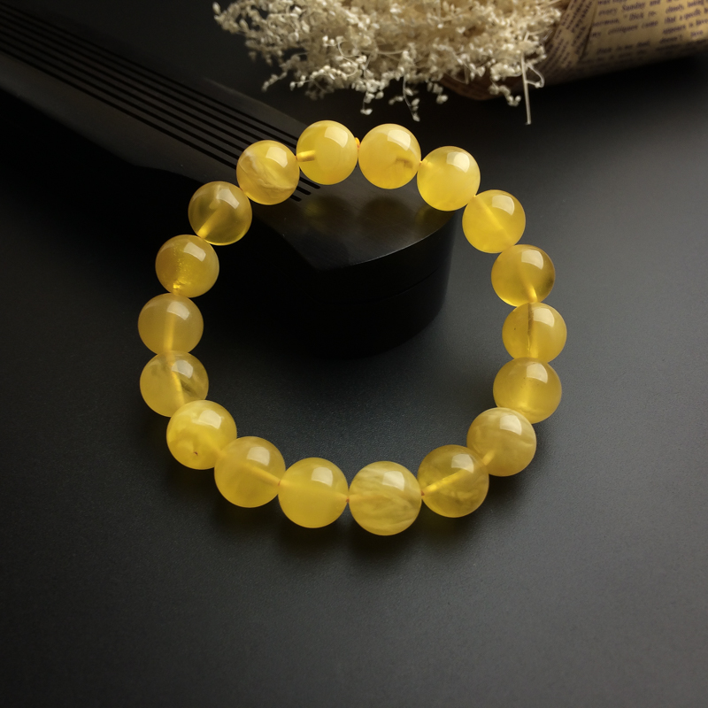 波罗的海天然金绞蜜鸡油黄蜜蜡手串 - 红掌柜