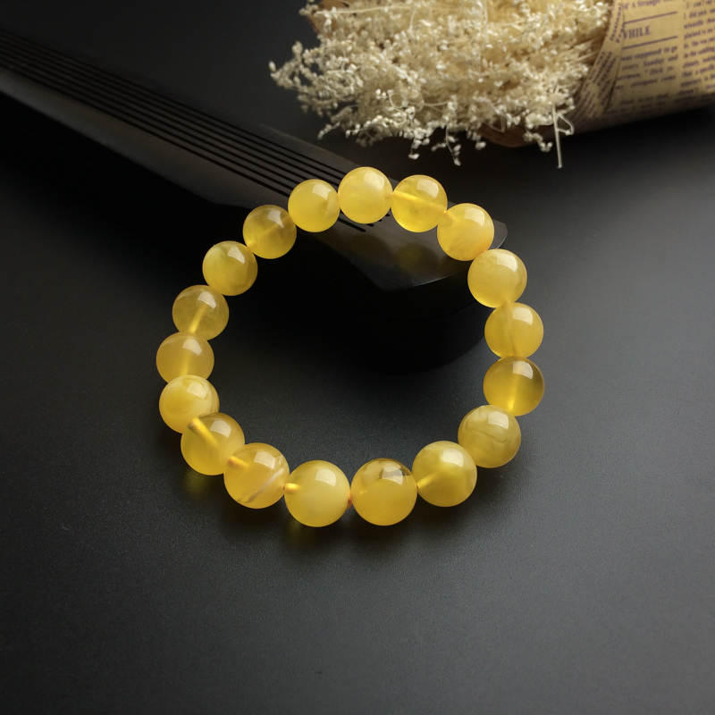 鸡油黄蜜蜡手串 - 红掌柜