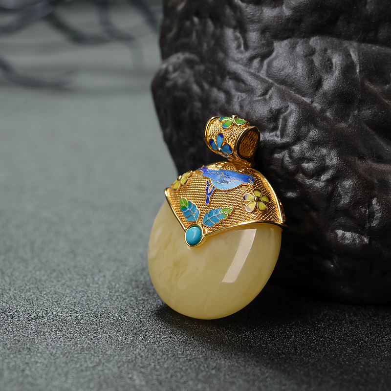 波罗的海天然白花蜜蜡平安扣吊坠 - 红掌柜