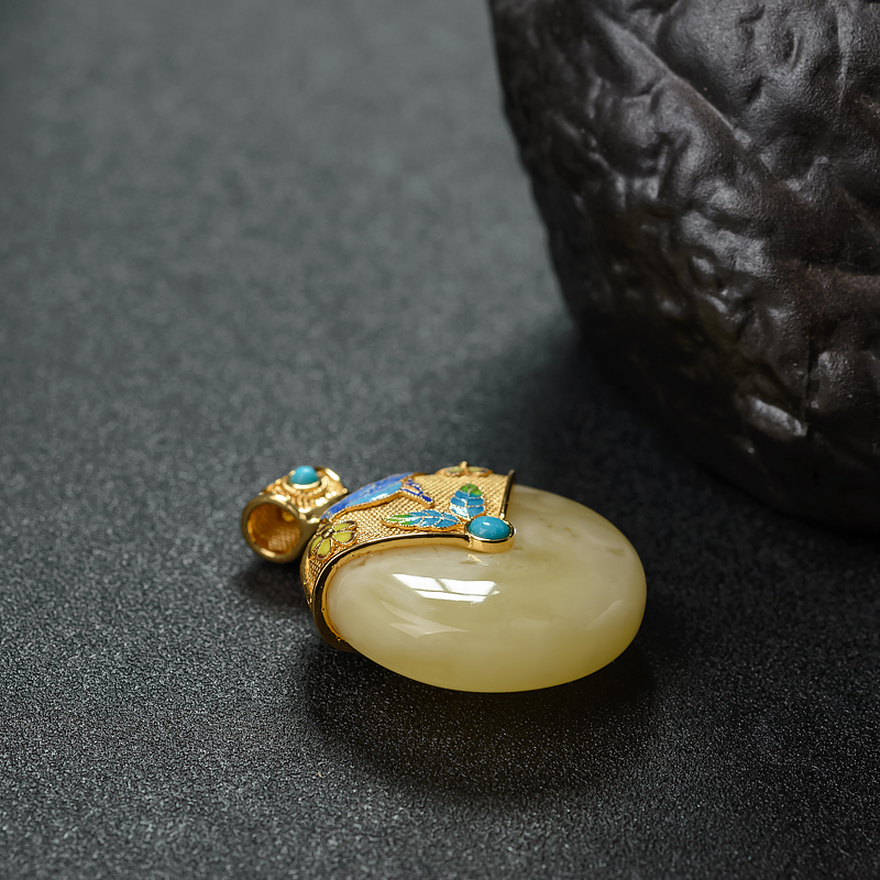 银镶波罗的海天然白花蜜平安扣 - 红掌柜