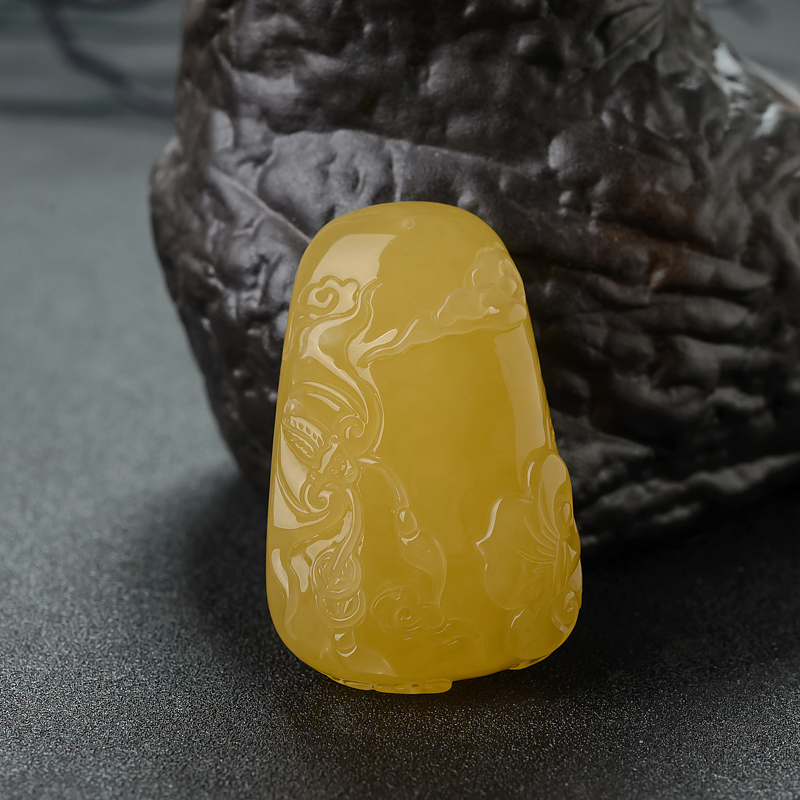 鸡油黄蜜蜡福在眼前吊坠-红掌柜