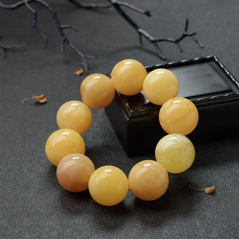 25mm白花蜜蜜蜡手串-红掌柜