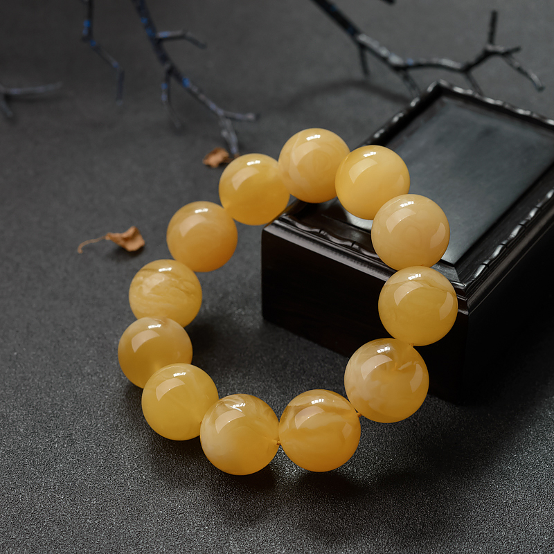 19mm白花蜜蜜蜡手串-红掌柜