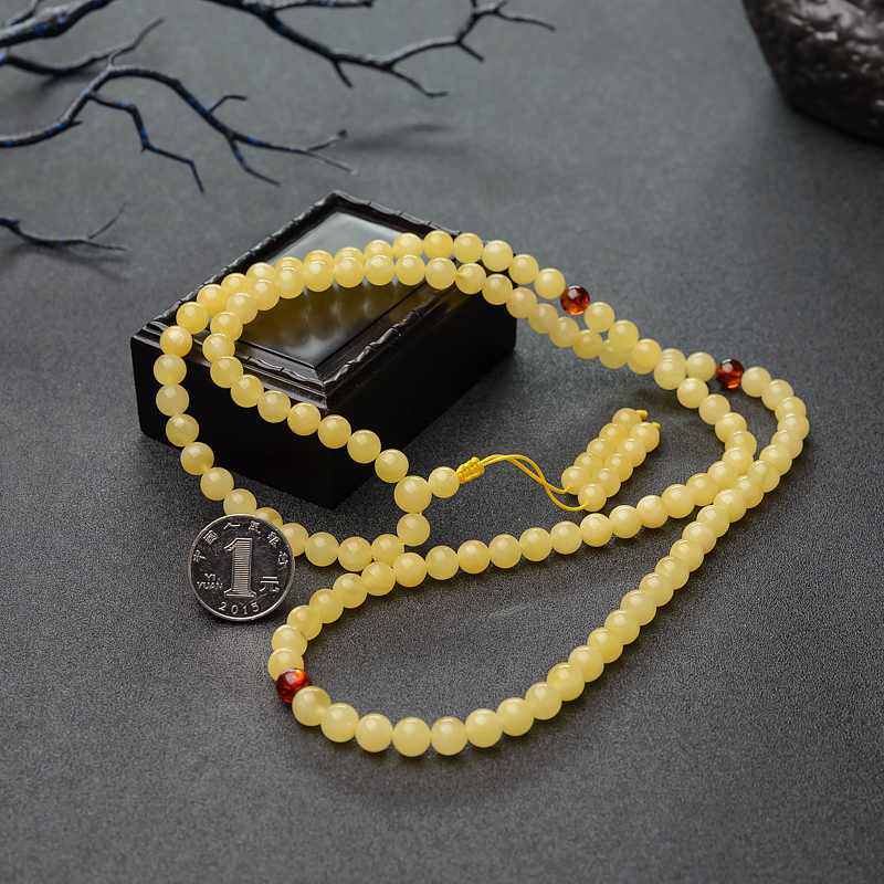 鸡油黄蜜蜡佛珠-红掌柜