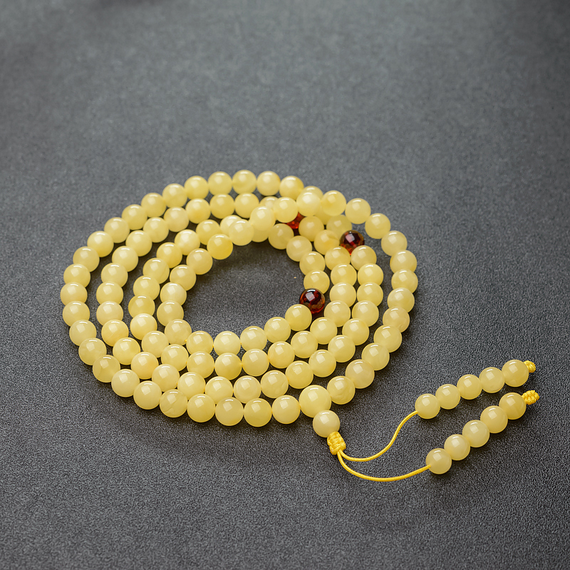 8mm波罗的海天然蜜蜡108佛珠-红掌柜