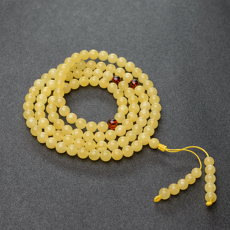 8mm波罗的海天然蜜蜡108佛珠-红掌柜