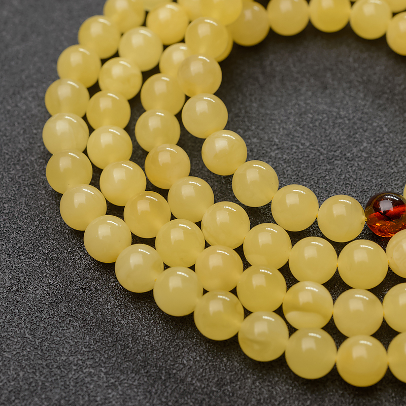 8mm波罗的海天然鸡油黄蜜蜡佛珠-红掌柜