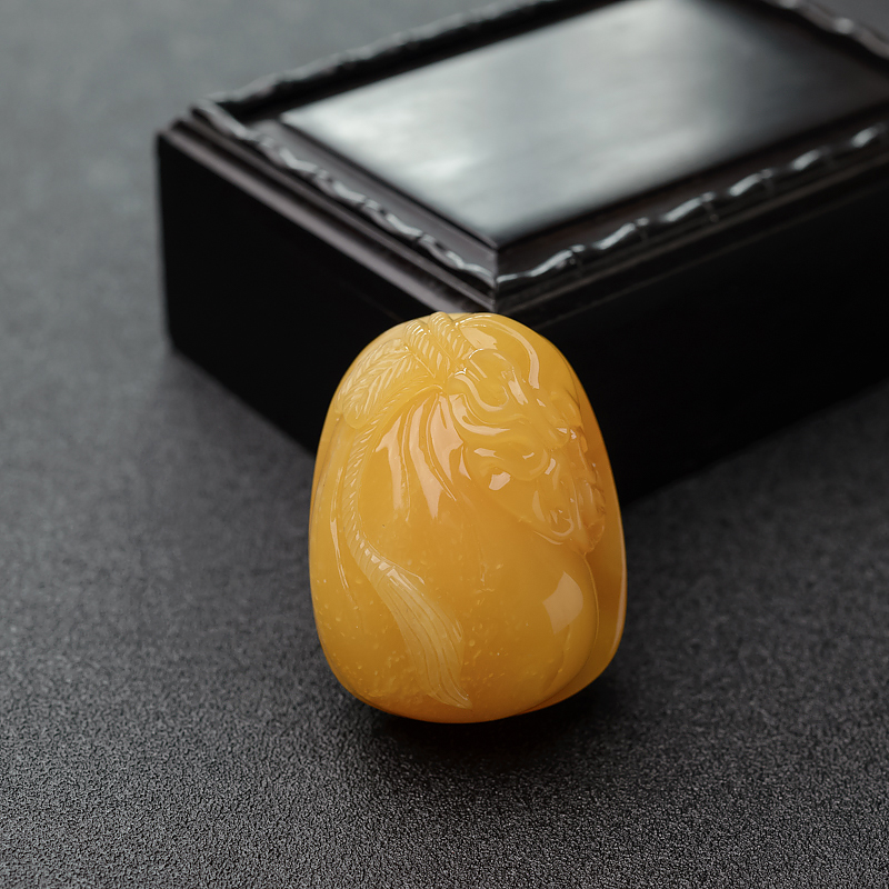 波罗的海天然褐黄蜜蜡钱袋吊坠-红掌柜