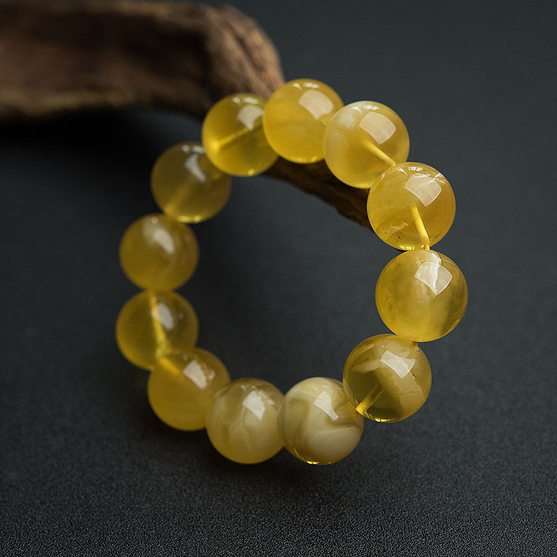 18mm鸡油黄蜜蜡手串-红掌柜