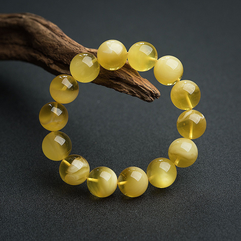 天然波罗的海15mm鸡油黄金绞蜜手串-红掌柜