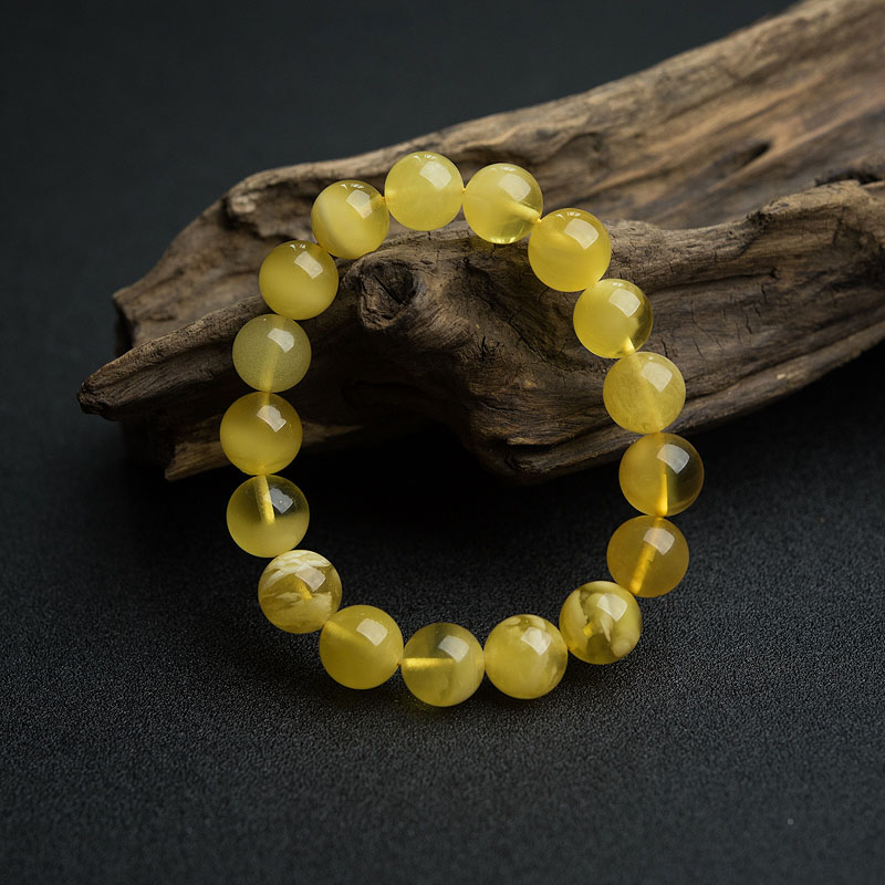 天然波罗的海12mm鸡油黄金绞蜜手串-红掌柜