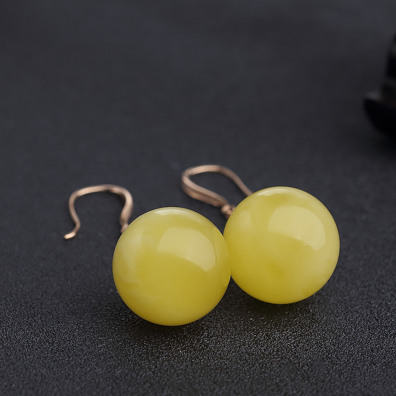 蜜蜡耳坠-红掌柜