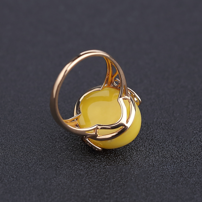 金镶白花蜜蜜蜡戒指-红掌柜