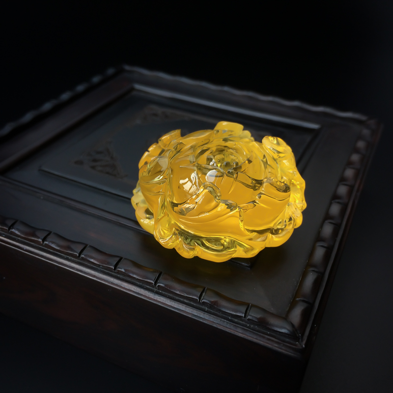 鸡油黄蜜蜡牡丹花吊坠 - 红掌柜