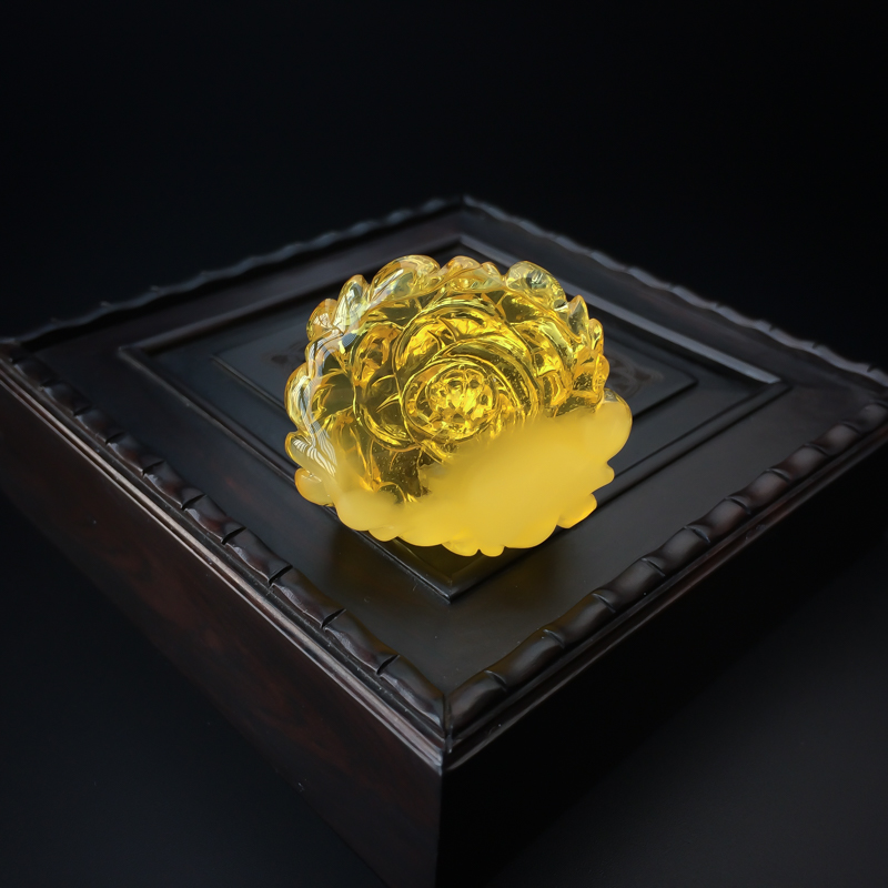 鸡油黄蜜蜡牡丹花吊坠 - 红掌柜